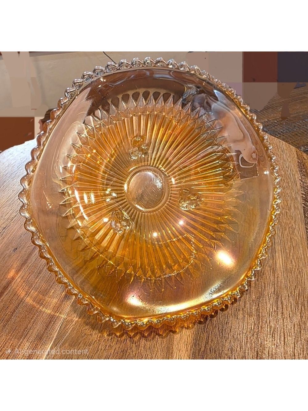 Vintage Jeanette Amber Glass Footed Bowl